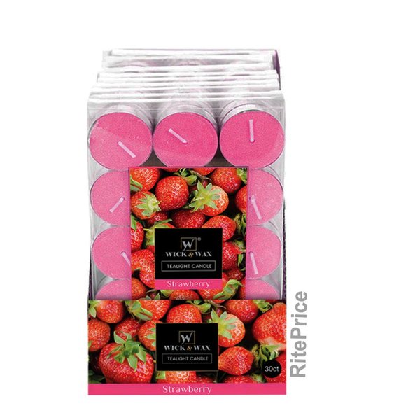 30 Pcs (1 Pack) Strawberry Tealight Candles, Aromatherapy 2.5 hrs Burn Freshener - Picture 2 of 11